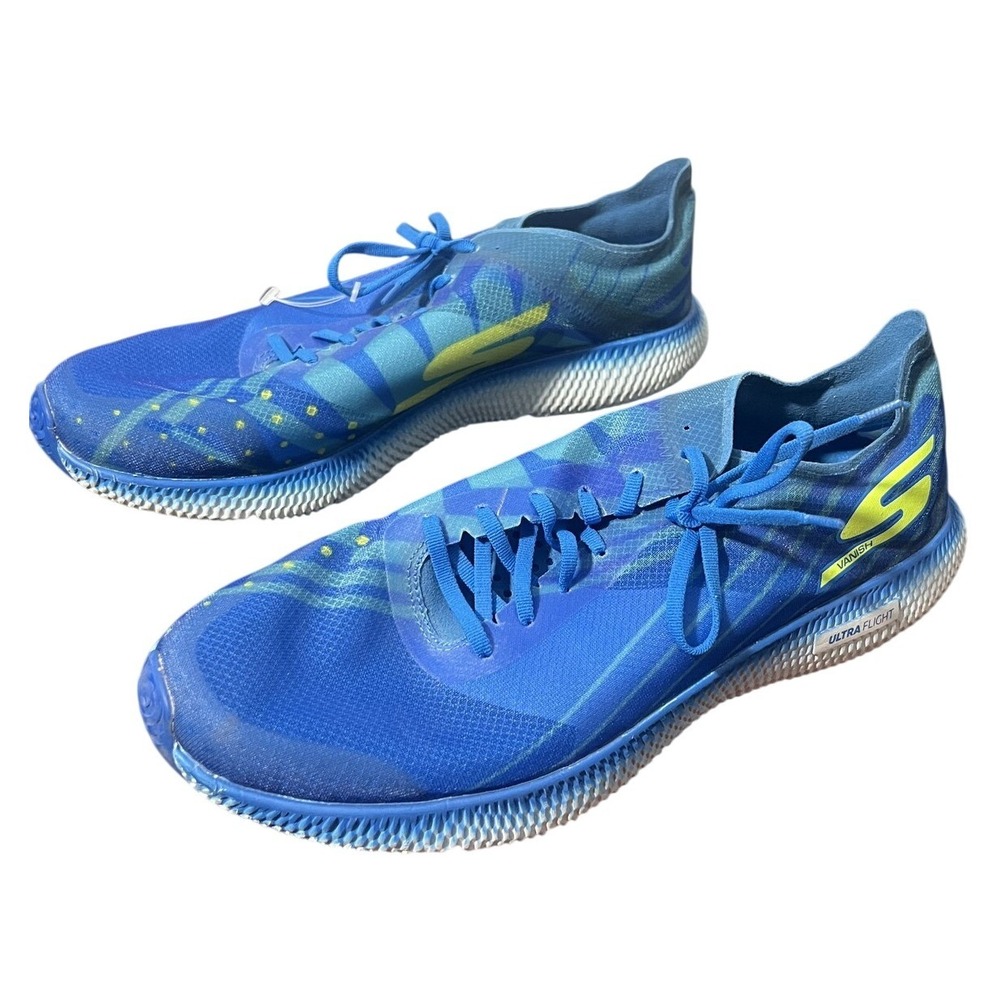Skechers Go Run Vanish Men's‎ Blue Neon Yellow Running Shoes Size US 11 UK 10 EU
